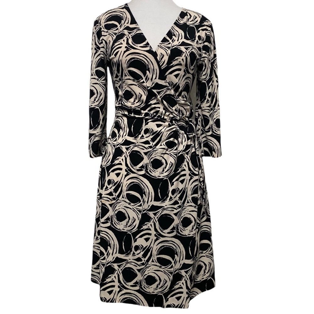 Banana Republic Midi Wrap Dress Womens Size S Abstract Geometric Art Career Wear